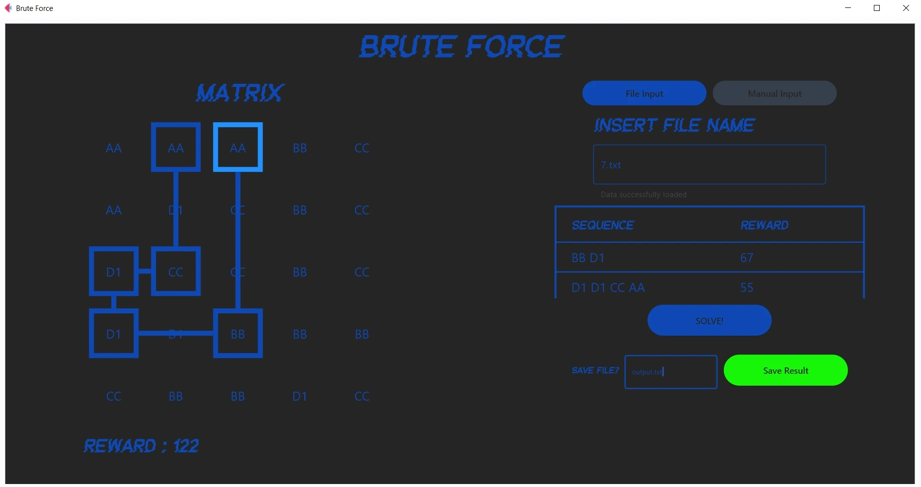 Cyberpunk 2077 Breach Protocol Solver
